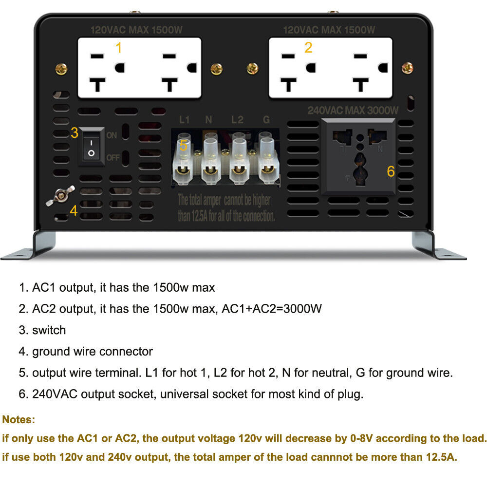 Bölünmüş fazlı Saf Sinüs Dalga - Inverter Pure Sine Wave 60Hz 120V 3000W incelemesi ve fiyatı
